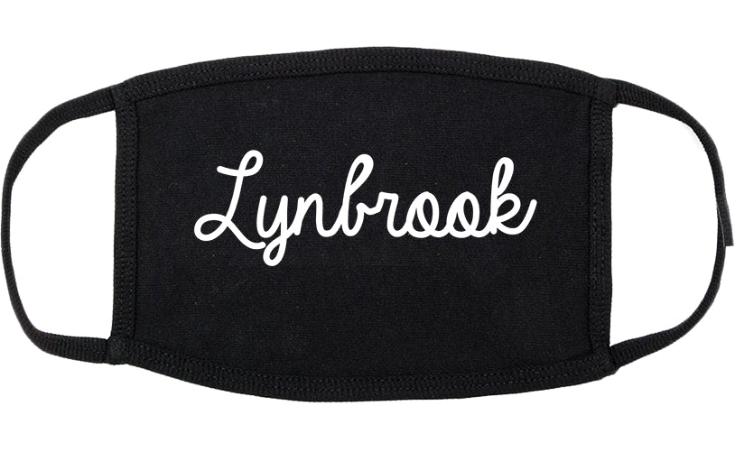 Lynbrook New York NY Script Cotton Face Mask Black