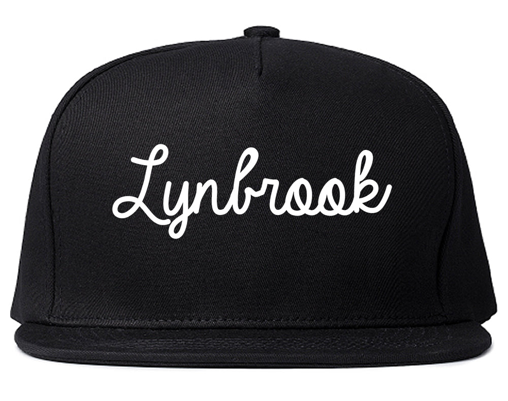 Lynbrook New York NY Script Mens Snapback Hat Black