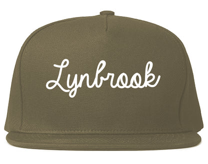 Lynbrook New York NY Script Mens Snapback Hat Grey