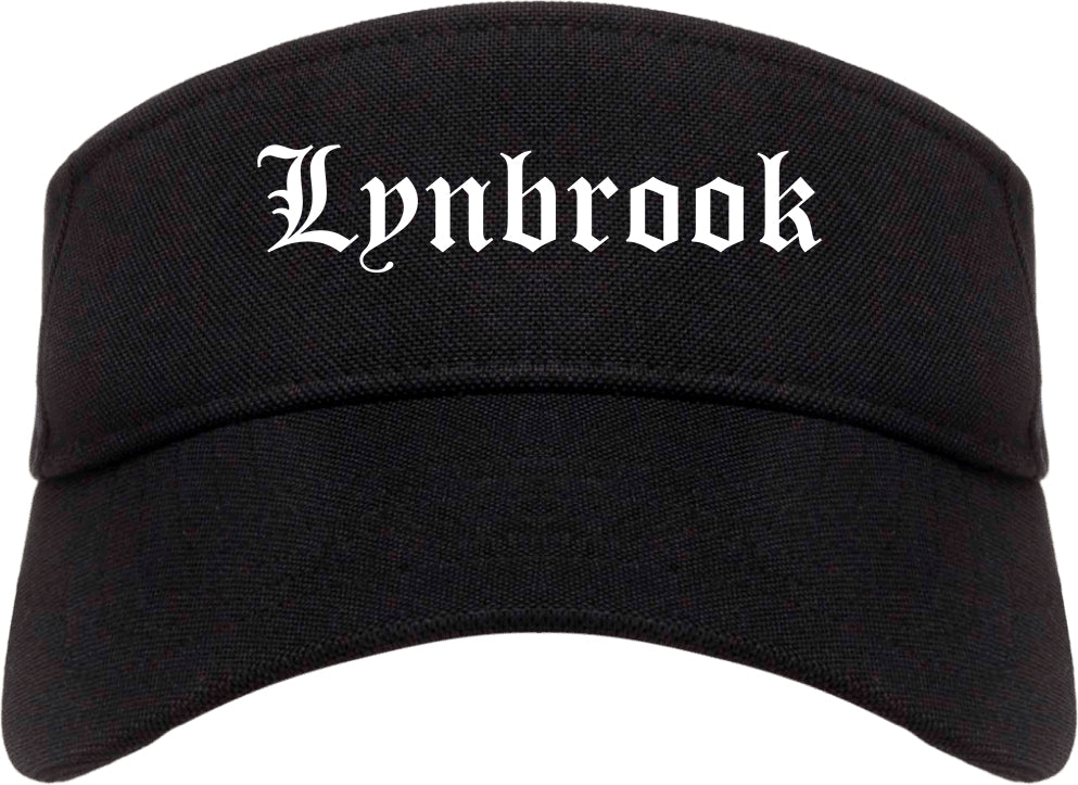 Lynbrook New York NY Old English Mens Visor Cap Hat Black