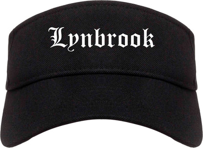 Lynbrook New York NY Old English Mens Visor Cap Hat Black