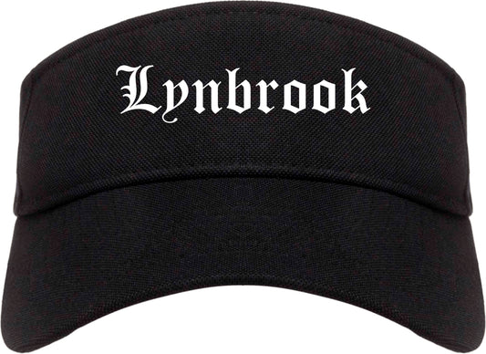 Lynbrook New York NY Old English Mens Visor Cap Hat Black
