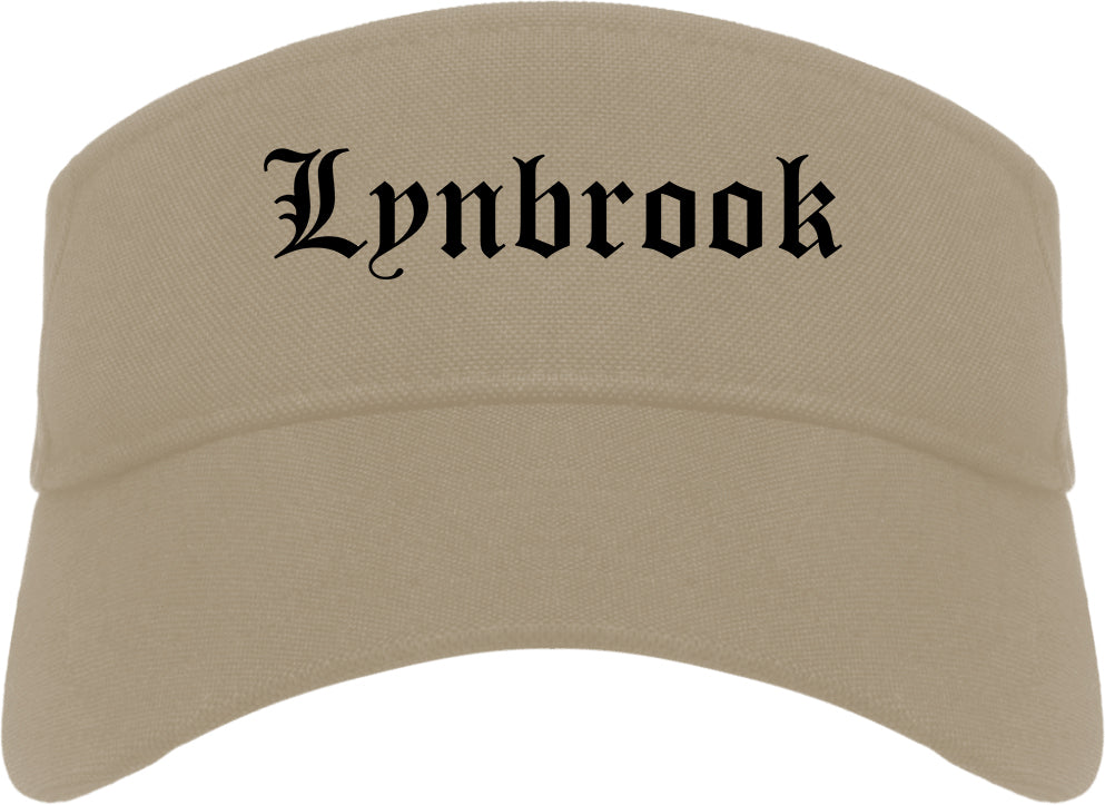 Lynbrook New York NY Old English Mens Visor Cap Hat Khaki