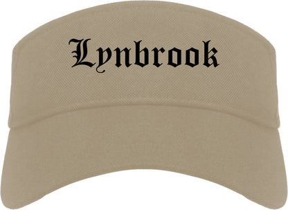 Lynbrook New York NY Old English Mens Visor Cap Hat Khaki