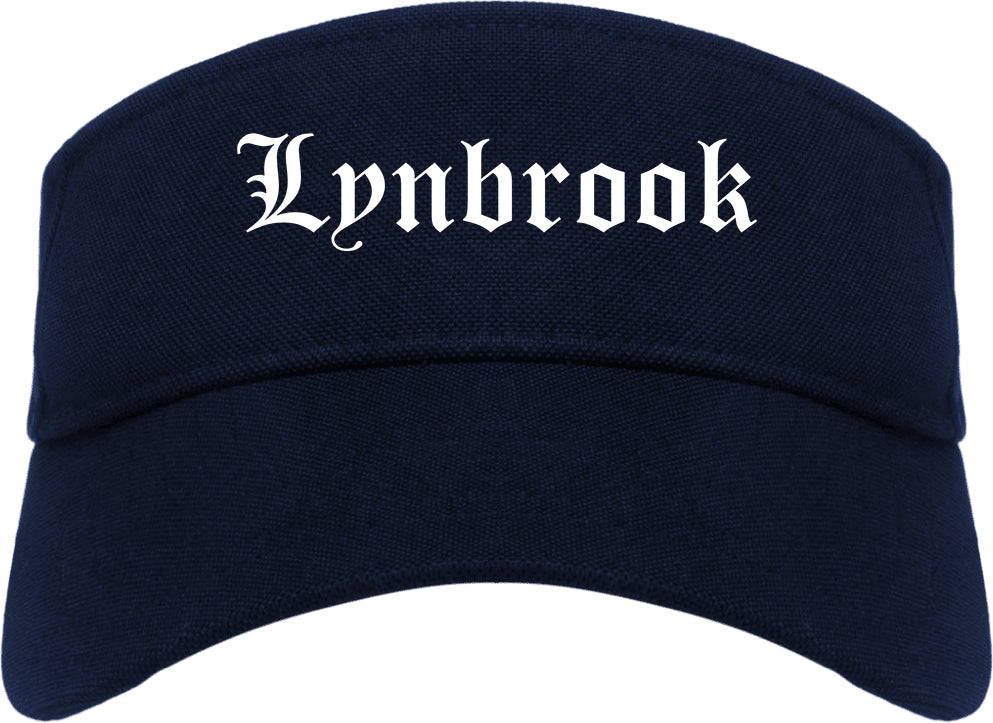 Lynbrook New York NY Old English Mens Visor Cap Hat Navy Blue