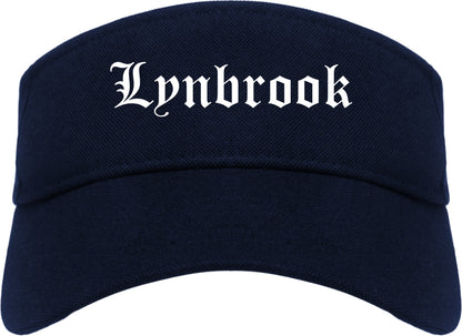 Lynbrook New York NY Old English Mens Visor Cap Hat Navy Blue