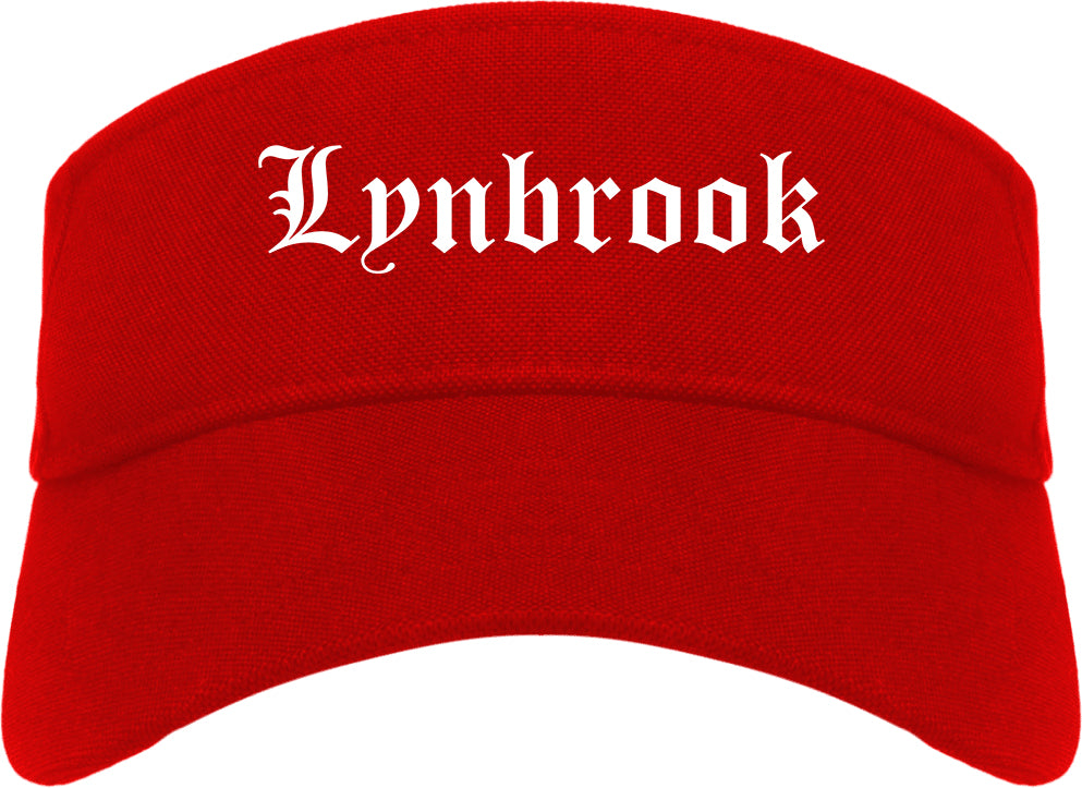 Lynbrook New York NY Old English Mens Visor Cap Hat Red