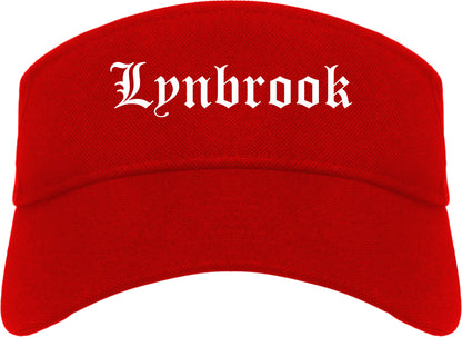 Lynbrook New York NY Old English Mens Visor Cap Hat Red