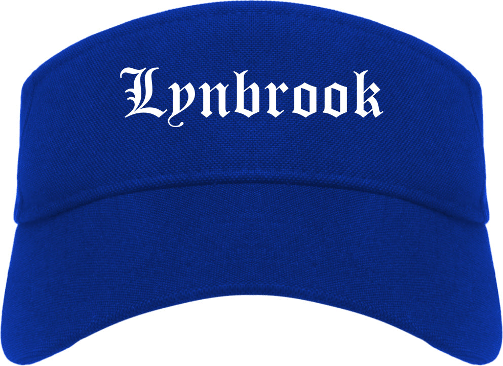Lynbrook New York NY Old English Mens Visor Cap Hat Royal Blue