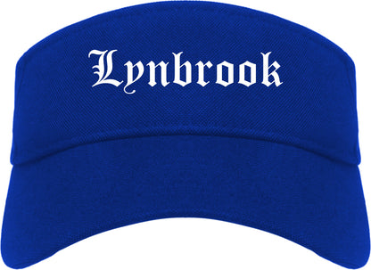 Lynbrook New York NY Old English Mens Visor Cap Hat Royal Blue