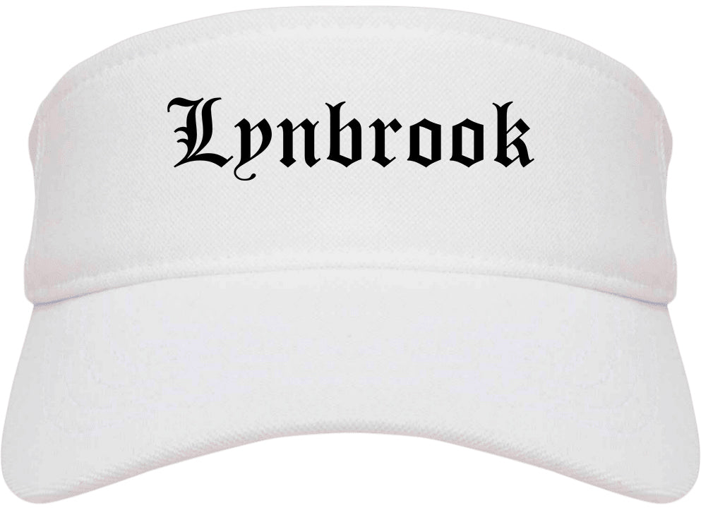 Lynbrook New York NY Old English Mens Visor Cap Hat White