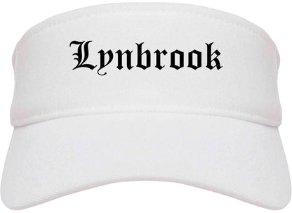 Lynbrook New York NY Old English Mens Visor Cap Hat White