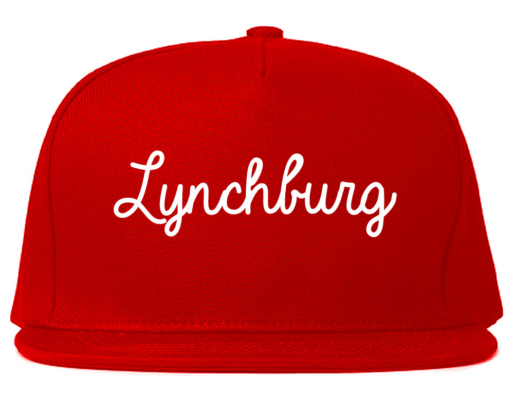 Lynchburg Tennessee TN Script Mens Snapback Hat Red