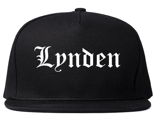 Lynden Washington WA Old English Mens Snapback Hat Black