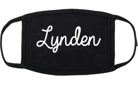 Lynden Washington WA Script Cotton Face Mask Black