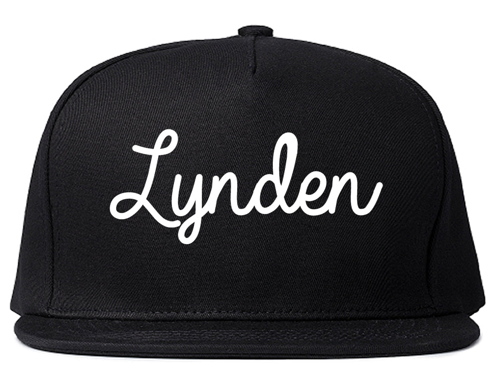 Lynden Washington WA Script Mens Snapback Hat Black