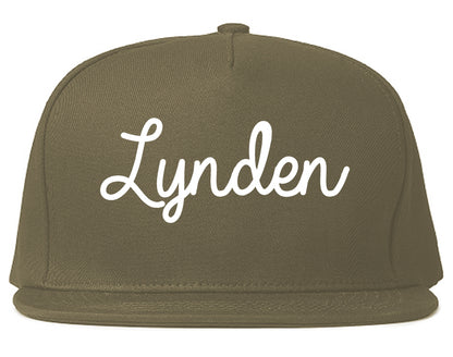 Lynden Washington WA Script Mens Snapback Hat Grey