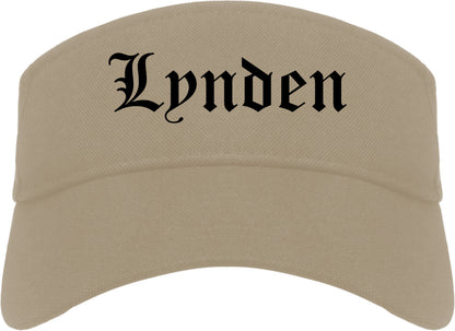 Lynden Washington WA Old English Mens Visor Cap Hat Khaki