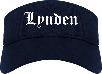 Lynden Washington WA Old English Mens Visor Cap Hat Navy Blue
