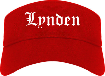Lynden Washington WA Old English Mens Visor Cap Hat Red