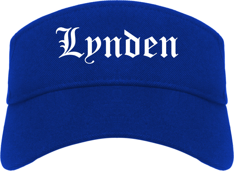 Lynden Washington WA Old English Mens Visor Cap Hat Royal Blue