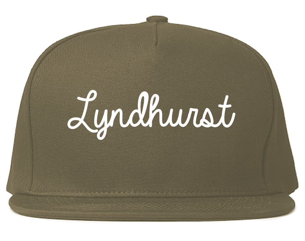 Lyndhurst Ohio OH Script Mens Snapback Hat Grey