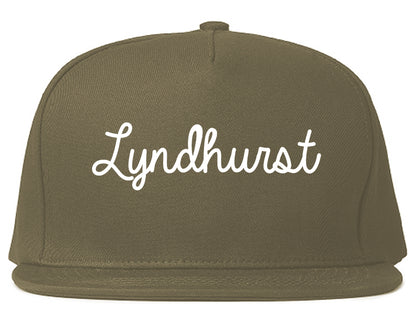 Lyndhurst Ohio OH Script Mens Snapback Hat Grey