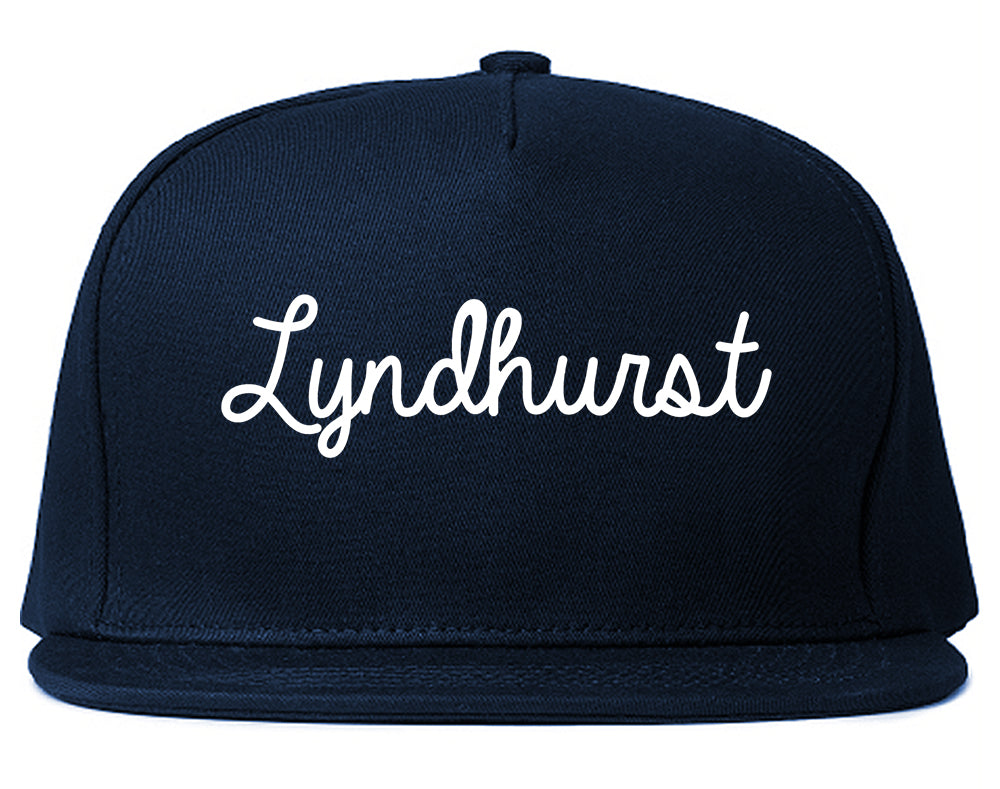 Lyndhurst Ohio OH Script Mens Snapback Hat Navy Blue