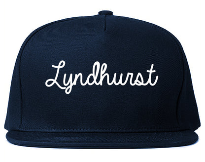 Lyndhurst Ohio OH Script Mens Snapback Hat Navy Blue