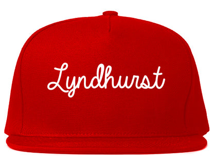 Lyndhurst Ohio OH Script Mens Snapback Hat Red