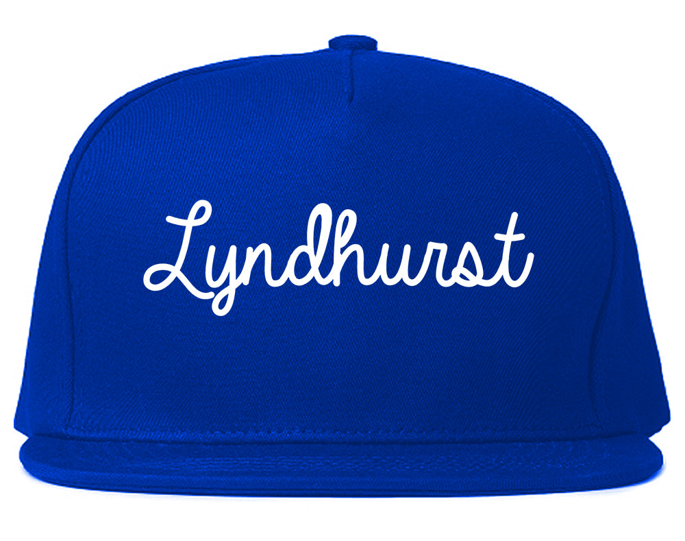 Lyndhurst Ohio OH Script Mens Snapback Hat Royal Blue