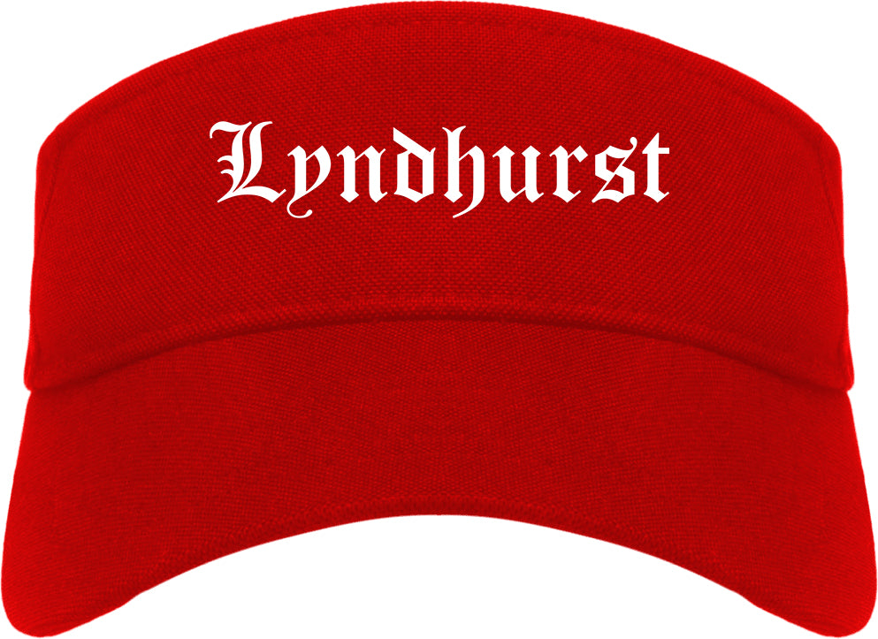 Lyndhurst Ohio OH Old English Mens Visor Cap Hat Red
