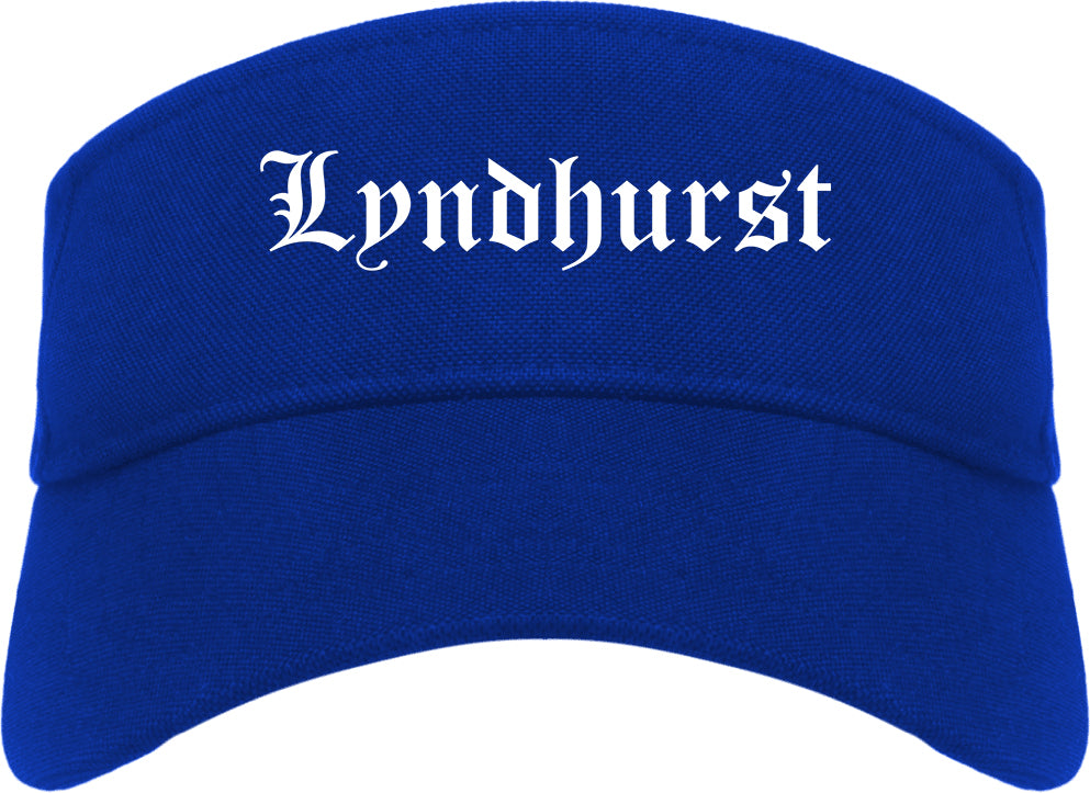 Lyndhurst Ohio OH Old English Mens Visor Cap Hat Royal Blue