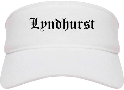 Lyndhurst Ohio OH Old English Mens Visor Cap Hat White