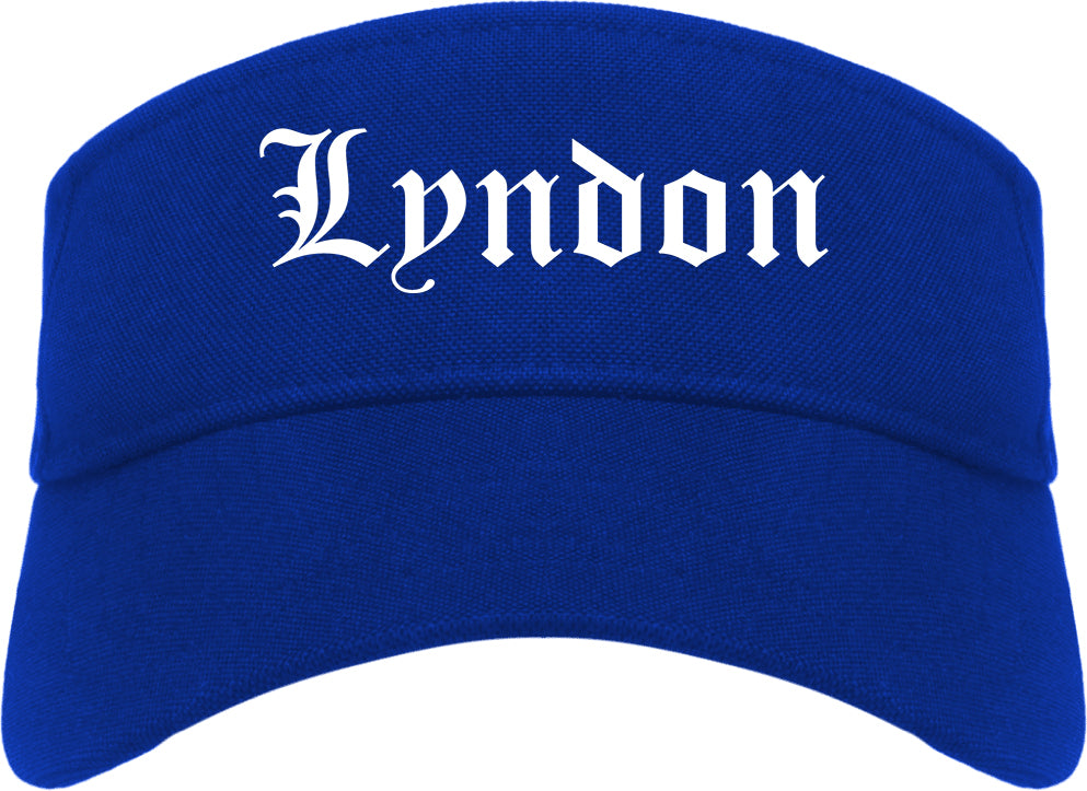 Lyndon Kentucky KY Old English Mens Visor Cap Hat Royal Blue