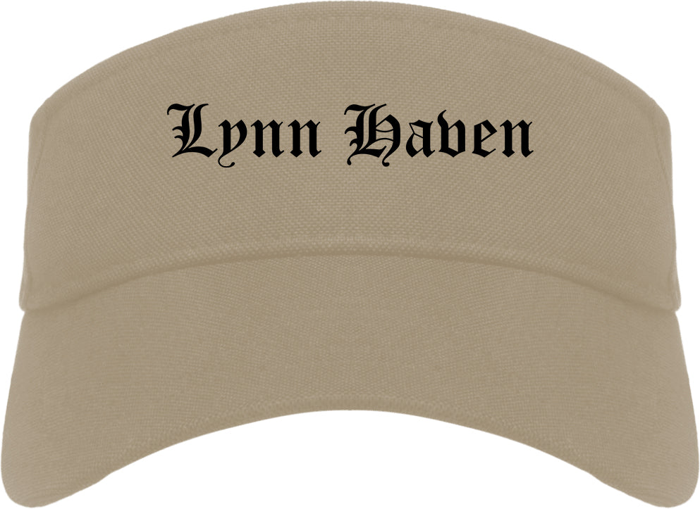 Lynn Haven Florida FL Old English Mens Visor Cap Hat Khaki
