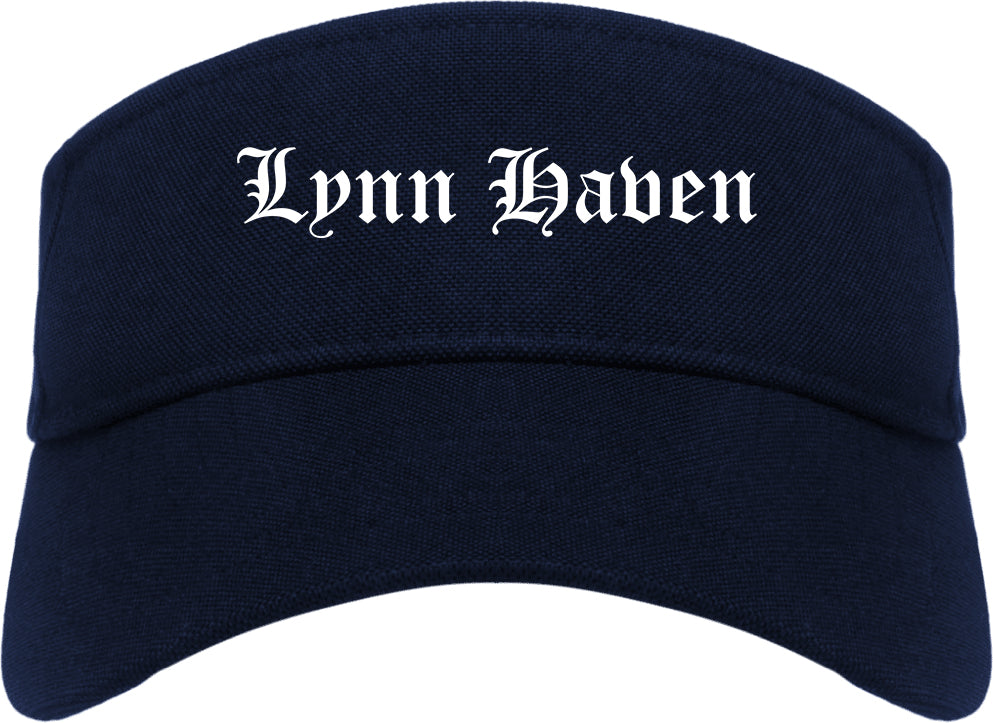 Lynn Haven Florida FL Old English Mens Visor Cap Hat Navy Blue