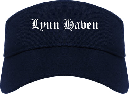 Lynn Haven Florida FL Old English Mens Visor Cap Hat Navy Blue