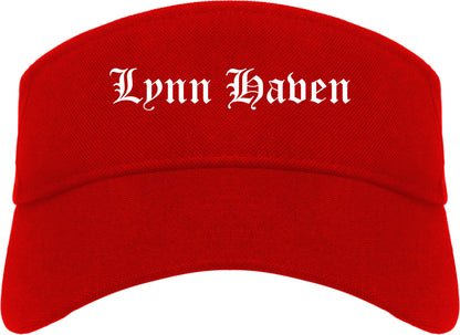 Lynn Haven Florida FL Old English Mens Visor Cap Hat Red