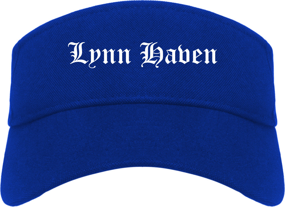 Lynn Haven Florida FL Old English Mens Visor Cap Hat Royal Blue