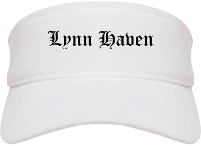 Lynn Haven Florida FL Old English Mens Visor Cap Hat White