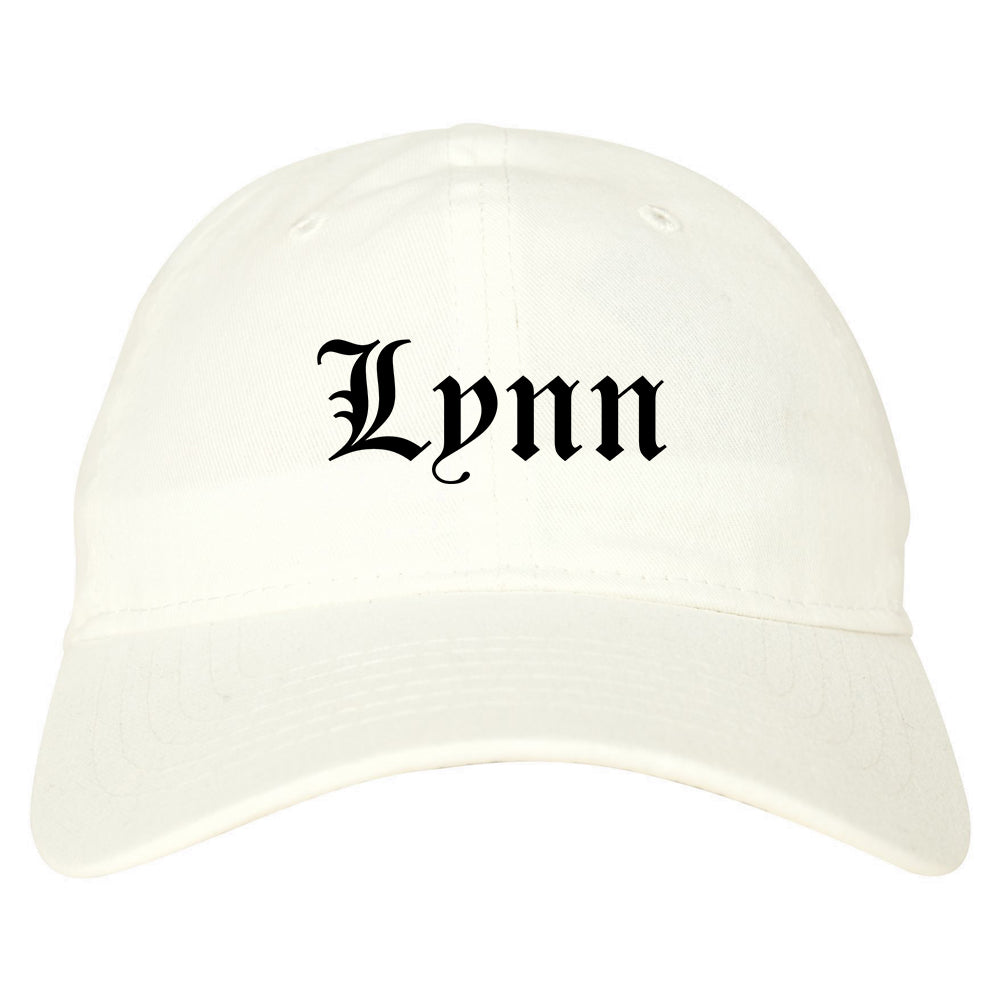 Lynn Massachusetts MA Old English Mens Dad Hat Baseball Cap White