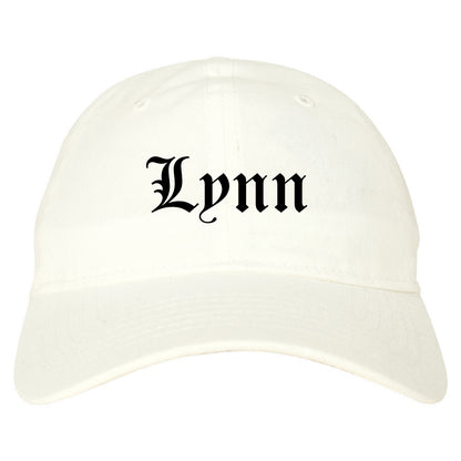 Lynn Massachusetts MA Old English Mens Dad Hat Baseball Cap White