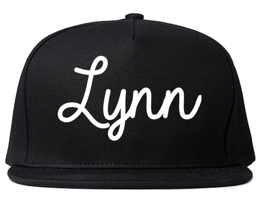 Lynn Massachusetts MA Script Mens Snapback Hat Black