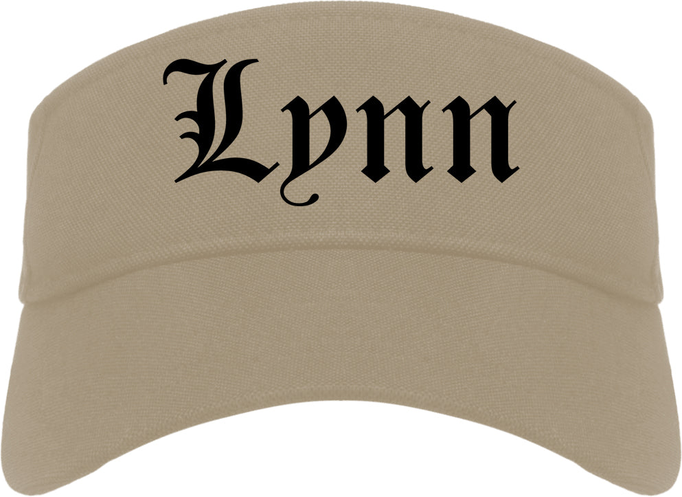 Lynn Massachusetts MA Old English Mens Visor Cap Hat Khaki