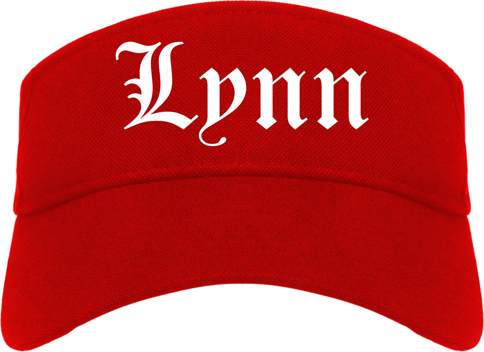 Lynn Massachusetts MA Old English Mens Visor Cap Hat Red