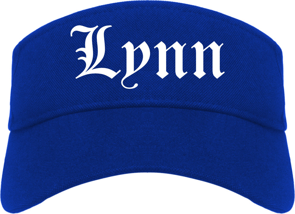 Lynn Massachusetts MA Old English Mens Visor Cap Hat Royal Blue