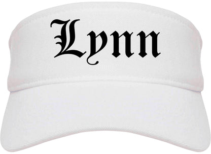 Lynn Massachusetts MA Old English Mens Visor Cap Hat White