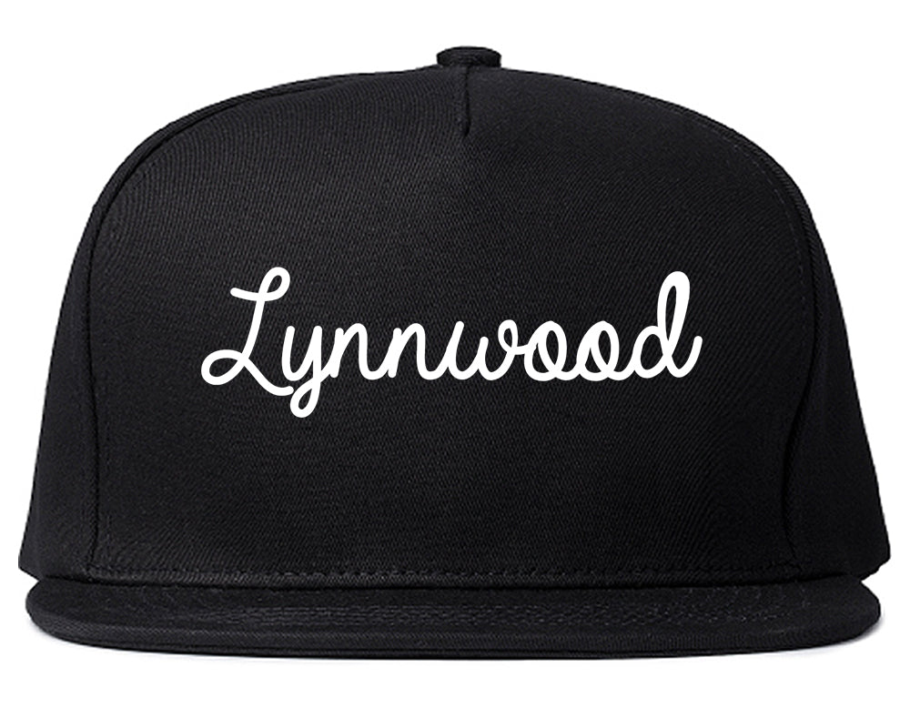 Lynnwood Washington WA Script Mens Snapback Hat Black