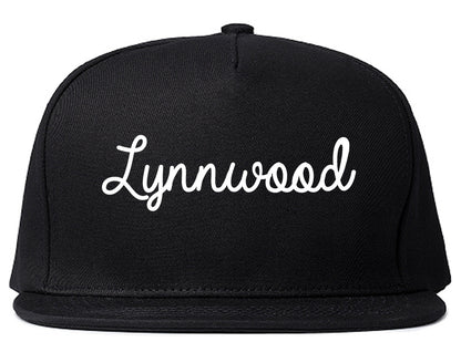 Lynnwood Washington WA Script Mens Snapback Hat Black